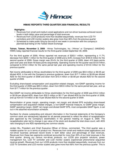 Vorschaubild Himax Technologies Quartalsbericht 2009-q3
