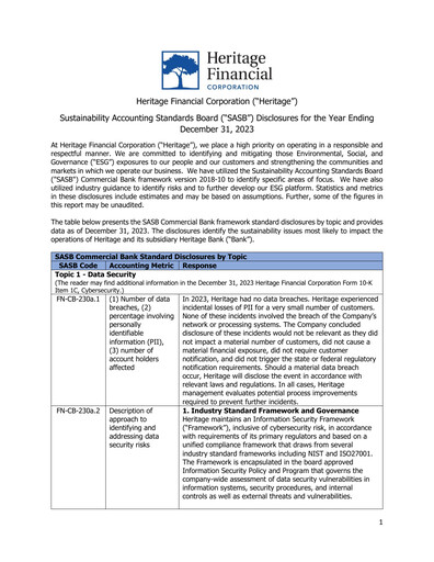 Thumbnail Heritage Financial ESG Report 2023