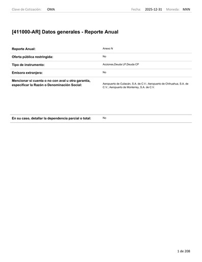 Thumbnail Grupo Aeroportuario Centro Norte
 Annual Report 2025
