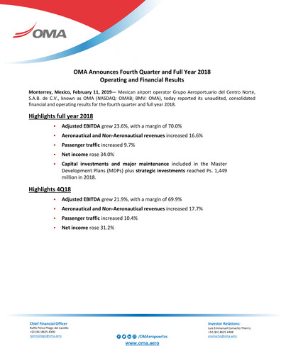 Thumbnail Grupo Aeroportuario Centro Norte
 Quarterly Report 2018-q4
