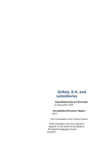 Miniature Grifols Rapport annuel 2012
