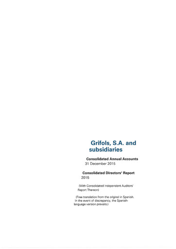 Miniature Grifols Rapport annuel 2015
