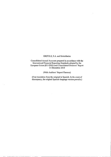 Thumbnail Grifols Financial Statement 2010