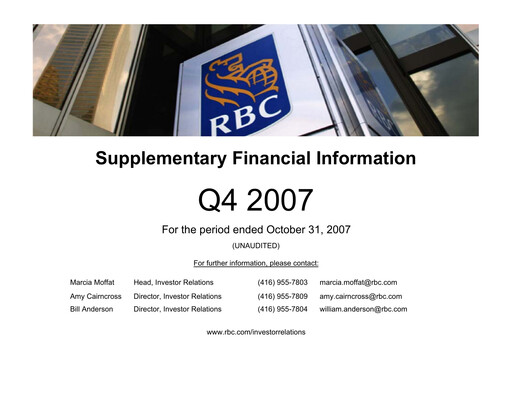 Thumbnail Royal Bank Of Canada Financial Statement 2007