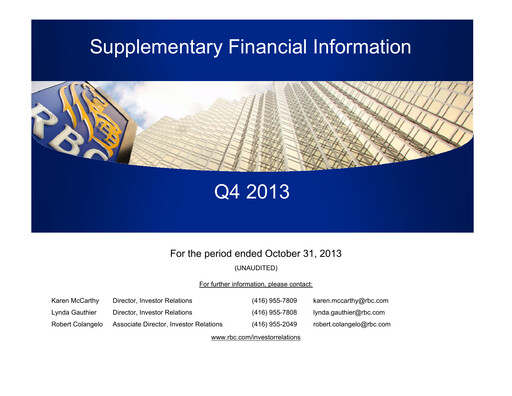 Thumbnail Royal Bank Of Canada Financial Statement 2013