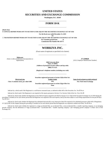 Thumbnail Workiva
 Financial Report 2019