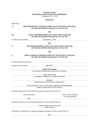 Thumbnail Golar LNG
 Annual Report 2005