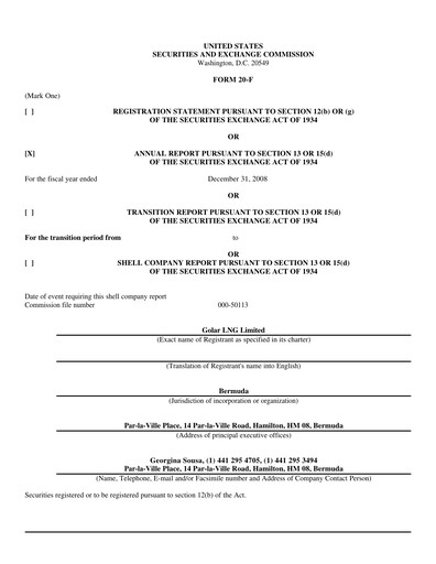 Thumbnail Golar LNG
 Annual Report 2008