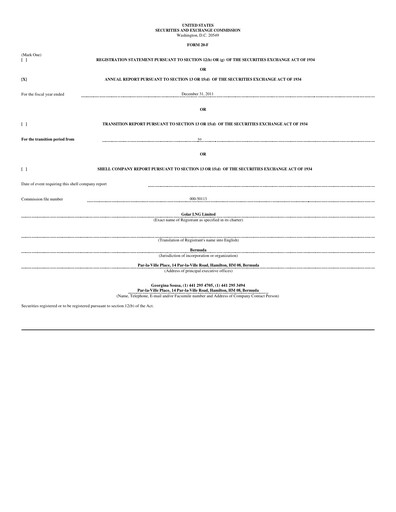 Thumbnail Golar LNG
 Annual Report 2011