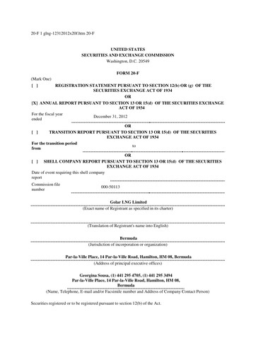 Thumbnail Golar LNG
 Annual Report 2012