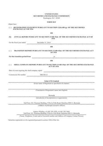 Thumbnail Golar LNG
 Annual Report 2014