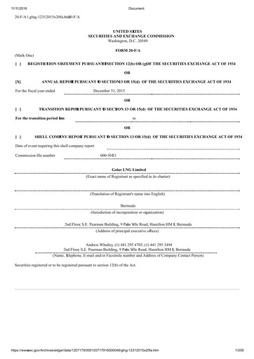 Thumbnail Golar LNG
 Annual Report 2015