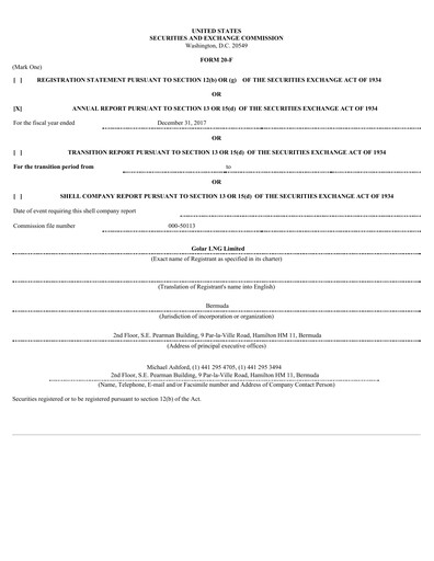 Thumbnail Golar LNG
 Annual Report 2017
