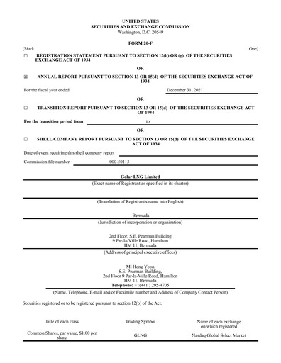 Thumbnail Golar LNG
 Annual Report 2021