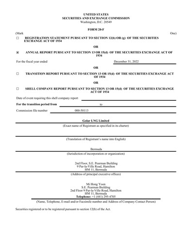 Thumbnail Golar LNG
 Annual Report 2022