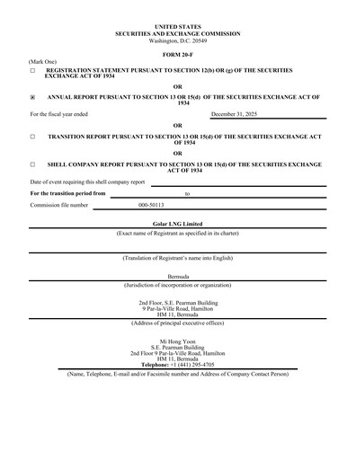 Thumbnail Golar LNG
 Annual Report 2025