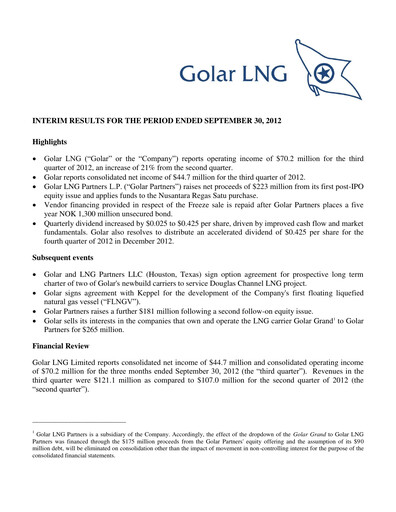 Thumbnail Golar LNG
 Quarterly Report 2012-q3