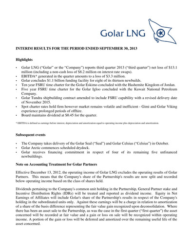 Thumbnail Golar LNG
 Quarterly Report 2013-q3