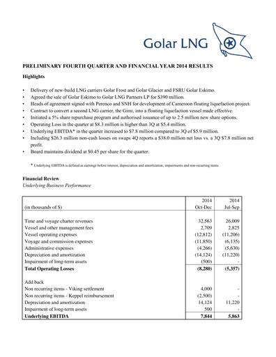 Thumbnail Golar LNG
 Quarterly Report 2014-q4