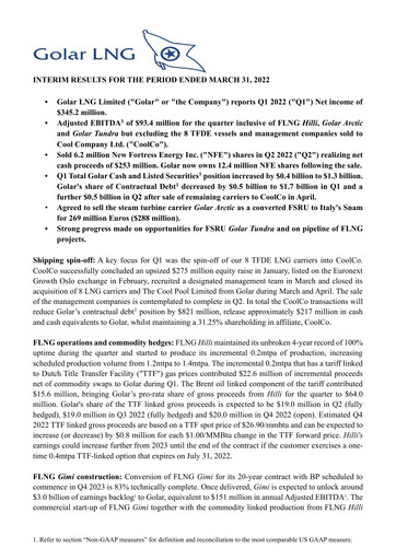 Thumbnail Golar LNG
 Quarterly Report 2022-q1