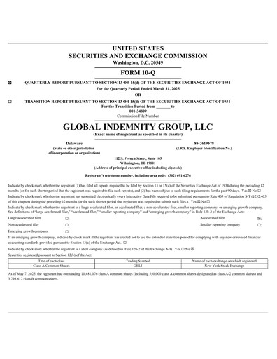 Thumbnail Global Indemnity Quarterly Report 2025-q1