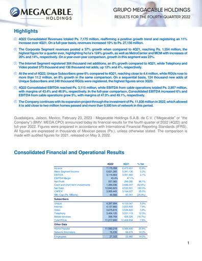 Thumbnail Megacable Holdings Quarterly Report 2022-q4