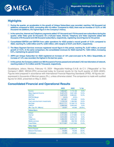 Thumbnail Megacable Holdings Quarterly Report 2023-q4