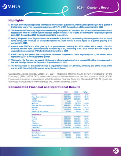 Thumbnail Megacable Holdings Quarterly Report 2024-q3