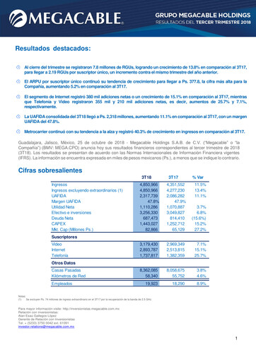 Thumbnail Megacable Holdings Quarterly Report 2018-q3