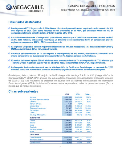 Thumbnail Megacable Holdings Quarterly Report 2022-q2