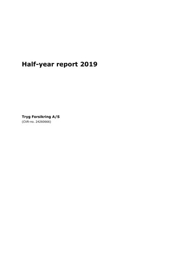 Thumbnail Tryg Half-year Report 2019-h1