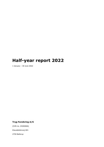 Thumbnail Tryg Half-year Report 2022-h1