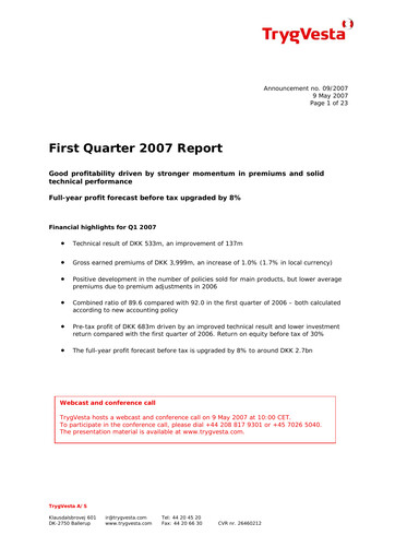 Thumbnail Tryg Quarterly Report 2007-q1