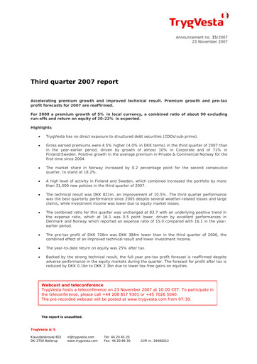 Thumbnail Tryg Quarterly Report 2007-q3