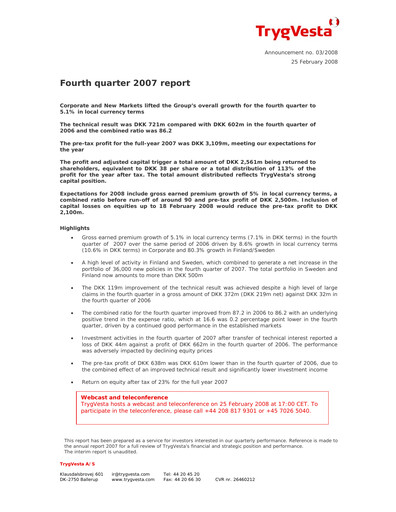 Thumbnail Tryg Quarterly Report 2007-q4