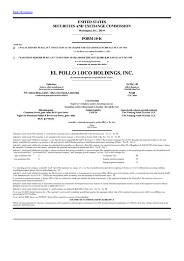 Thumbnail El Pollo Loco
 Annual Report 2025