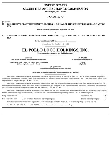 Thumbnail El Pollo Loco
 Quarterly Report 2016-q3