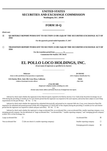 Thumbnail El Pollo Loco
 Quarterly Report 2017-q3