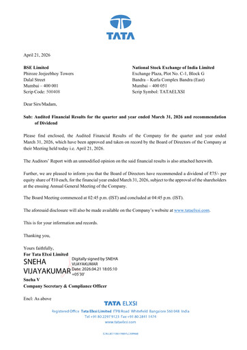 Thumbnail Tata Elxsi Financial Statement 2025-2026