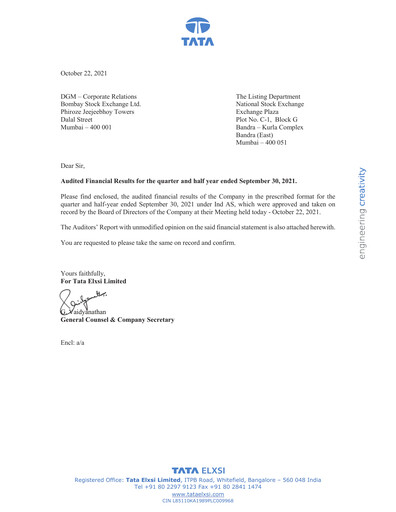Thumbnail Tata Elxsi Quarterly Report 2021-q2