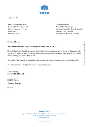 Thumbnail Tata Elxsi Quarterly Report 2022-q1