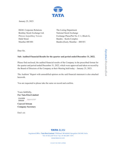 Thumbnail Tata Elxsi Quarterly Report 2022-q3