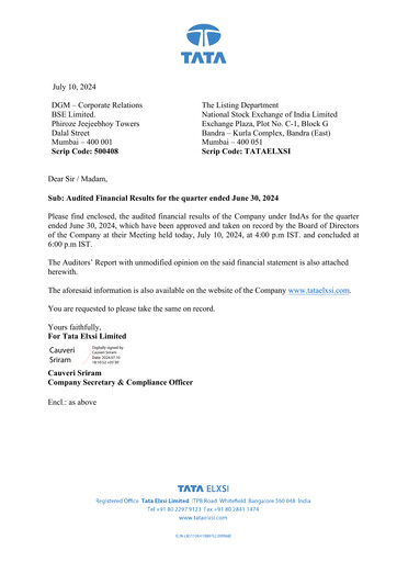 Thumbnail Tata Elxsi Quarterly Report 2024-q1