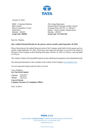 Thumbnail Tata Elxsi Quarterly Report 2024-q2