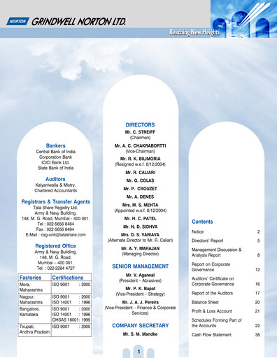Thumbnail Grindwell Norton Annual Report 2004