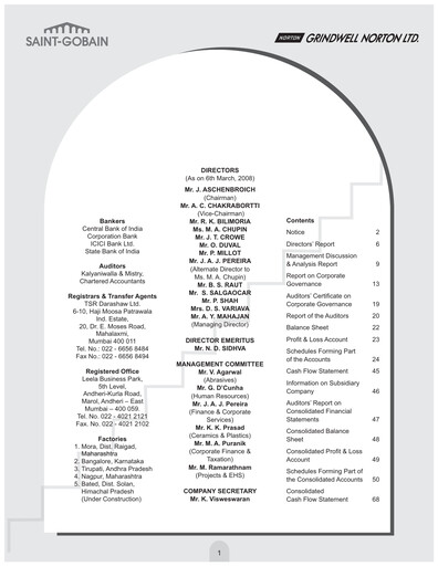Thumbnail Grindwell Norton Annual Report 2007