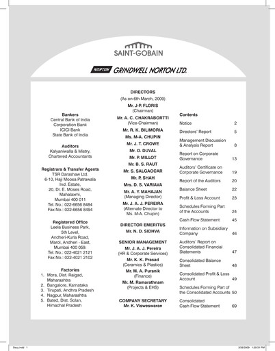 Thumbnail Grindwell Norton Annual Report 2008