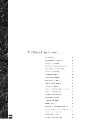 Thumbnail The Bidvest Group Annual Report 1997