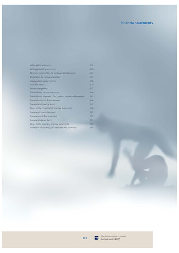 Thumbnail The Bidvest Group Financial Statement 2007