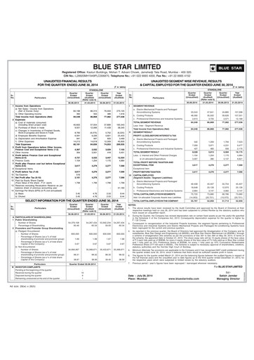 Thumbnail Blue Star
 Quarterly Report 2014-q1
